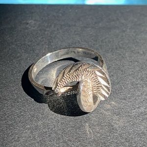 Sterling silver hand etched swirl ring vintage
